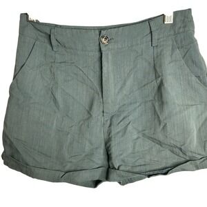 SHEIN Petite M Olive Green High Waisted Pleated Cuffed Shorts Casual Summer